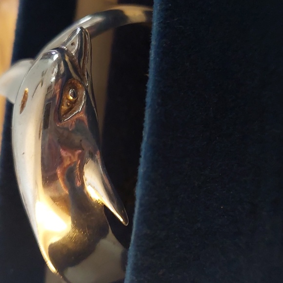 Vintage Taxco Mexico Sterling Silver Dolphin Cuff Bracelet – 925 Solid Silver - Picture 8 of 16
